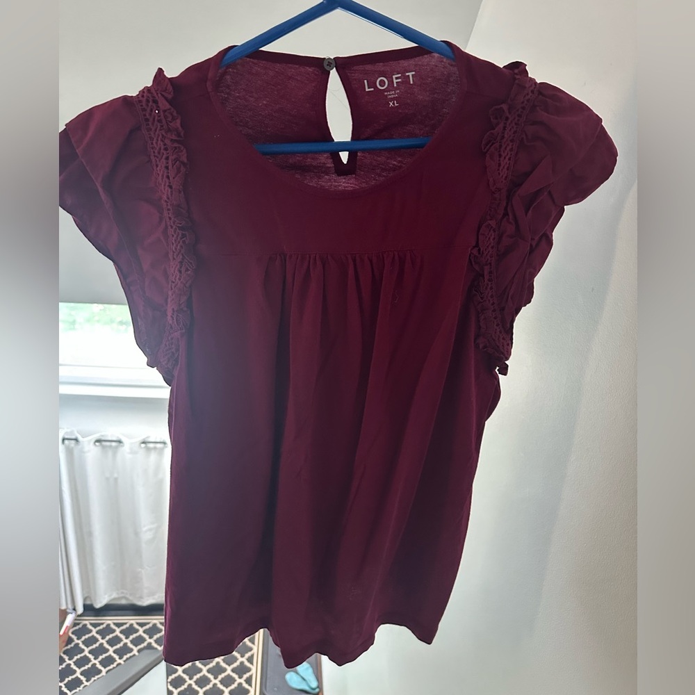 NWOT Ruffle 100% Cotton Top - Plum or Black